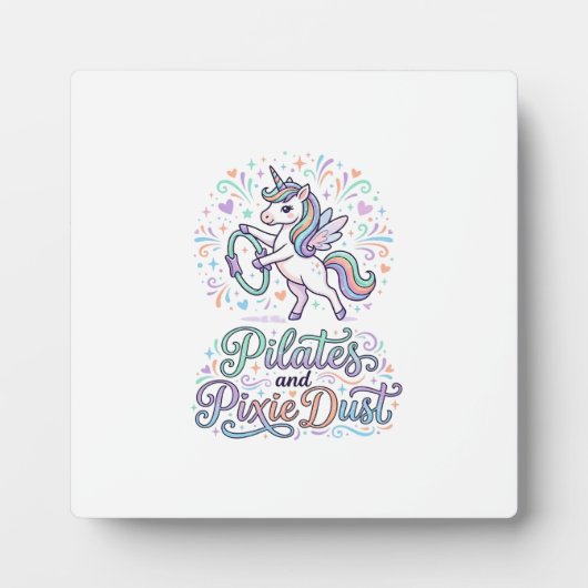 Eenhornige Pilates en Pixie Dust Witte Achtergrond Fotoplaat (Voorkant)
