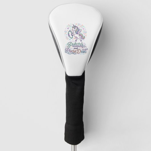 Eenhornige Pilates en Pixie Dust Witte Achtergrond Golfheadcover (Voorkant)