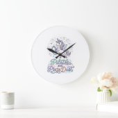 Eenhornige Pilates en Pixie Dust Witte Achtergrond Grote Klok (Huis)