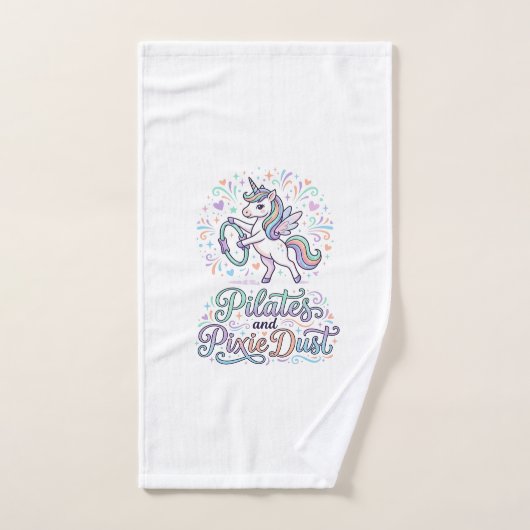 Eenhornige Pilates en Pixie Dust Witte Achtergrond Handdoek (Handdoek)