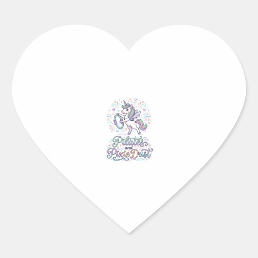 Eenhornige Pilates en Pixie Dust Witte Achtergrond Hart Sticker (Voorkant)