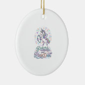 Eenhornige Pilates en Pixie Dust Witte Achtergrond Keramisch Ornament (Rechts)