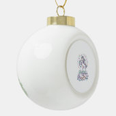 Eenhornige Pilates en Pixie Dust Witte Achtergrond Keramische Bal Ornament (Links)