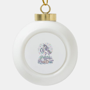 Eenhornige Pilates en Pixie Dust Witte Achtergrond Keramische Bal Ornament