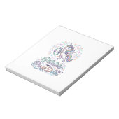 Eenhornige Pilates en Pixie Dust Witte Achtergrond Notitieblok (Linkerzijde)