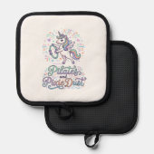 Eenhornige Pilates en Pixie Dust Witte Achtergrond Pannenlap (Voorkant / Achterkant)