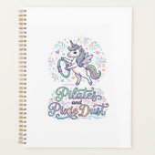 Eenhornige Pilates en Pixie Dust Witte Achtergrond Planner (Voorkant)