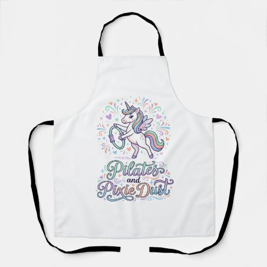 Eenhornige Pilates en Pixie Dust Witte Achtergrond Schort (Voorkant)