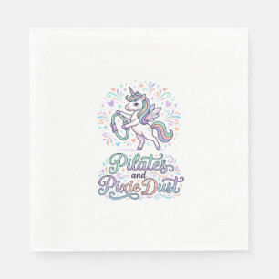 Eenhornige Pilates en Pixie Dust Witte Achtergrond Servet