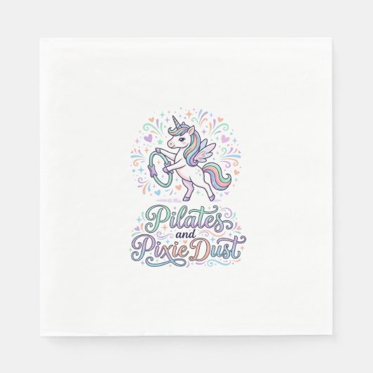 Eenhornige Pilates en Pixie Dust Witte Achtergrond Servet (Voorkant)