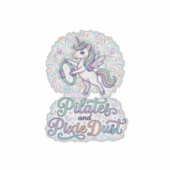 Eenhornige Pilates en Pixie Dust Witte Achtergrond Sticker (Voorkant)