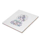 Eenhornige Pilates en Pixie Dust Witte Achtergrond Tegeltje (Zijkant)