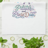 Eenhornige Pilates en Pixie Dust Witte Achtergrond Theedoek (Gevouwen)