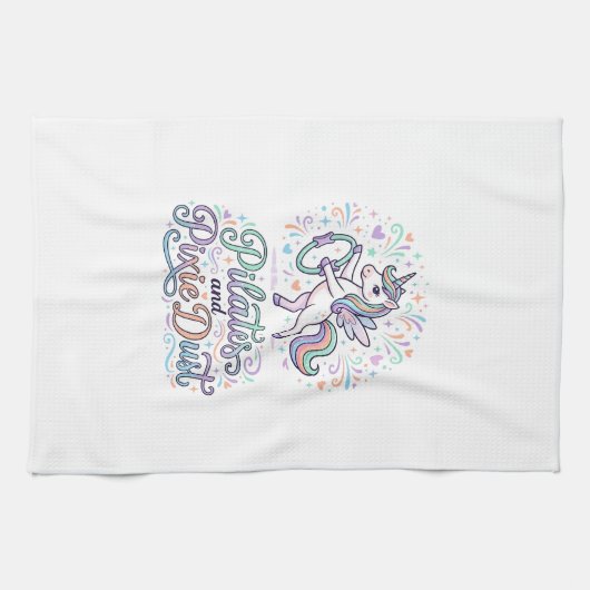 Eenhornige Pilates en Pixie Dust Witte Achtergrond Theedoek (Horizontaal)