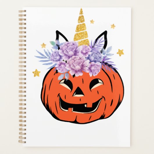 Eenhornige Pompoen Halloween Ontwerp Planner (Voorkant)