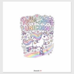 Eenhornige Roller Skates Eenhornige Speelse Sticke Sticker