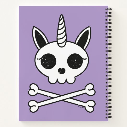 Eenhornige Schedel en Gekruiste Botten Notitieboek (Achterkant)