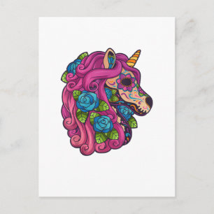 Eenhornige Suiker Schedel Mexico Calavera Dia De L Briefkaart