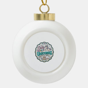 Eenhornige Taart Confetti Eenhornigen POD Klaar PO Keramische Bal Ornament