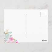Eenhornige Verjaardag Roze Turkoois Bloemen Aangep Briefkaart (Achterkant)