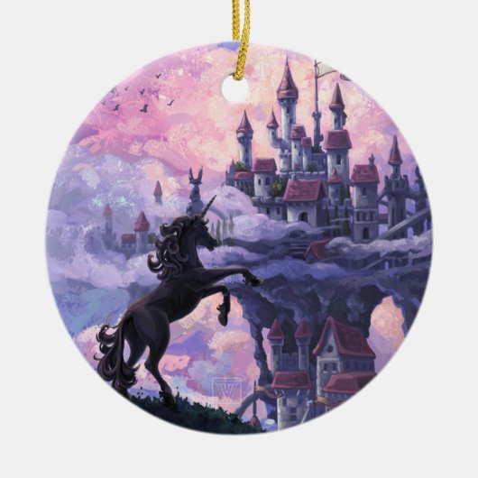 Eenhornkasteel Keramisch Ornament (Voorkant)