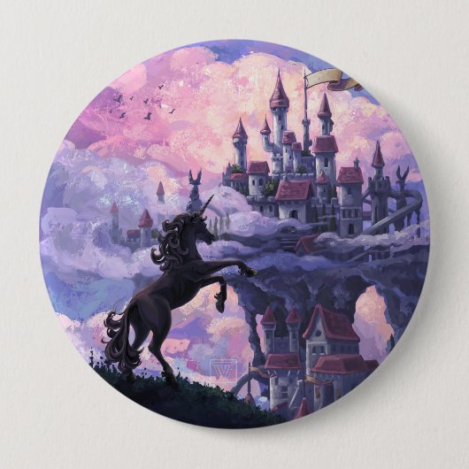 Eenhornkasteel Ronde Button 4,0 Cm (Voorkant)