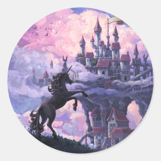 Eenhornkasteel Ronde Sticker (Voorkant)