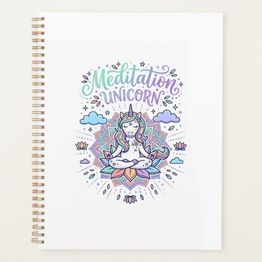 Eenhornmeditatie Eenhorn Witte Achtergrond Vector Planner (Voorkant)