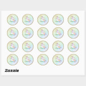Eenhornprinses Iriserende Regenboog Pastel Feest Ronde Sticker (Vel)