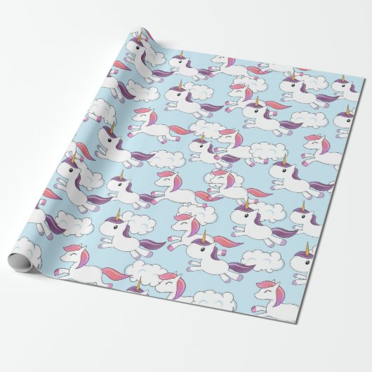 Eenhorntje Doodle Patroon Cadeaupapier (Uitgerold)