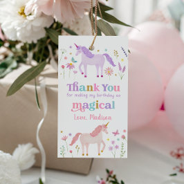 Eenhornweide Pastel Roze Gouden Verjaardag Cadeaulabel