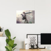 Eenjarige krijger die naar de hemel kijkt poster (Thuiskantoor)