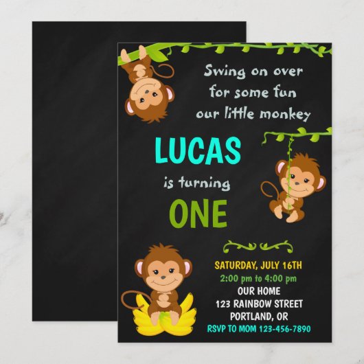 Eenjarige verjaardagsfeestdag kaart (Voorkant / Achterkant)