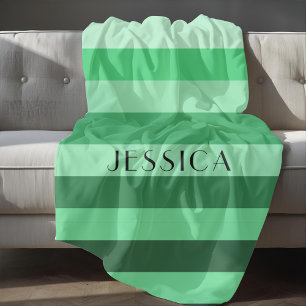 Eenkleurig groen gestreept patroon gepersonaliseer fleece deken