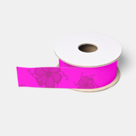 Eenkleurig grosgrain lint in hete roze kleur