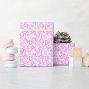 Eenkleurig lila roze witte paisley patroon. cadeaupapier