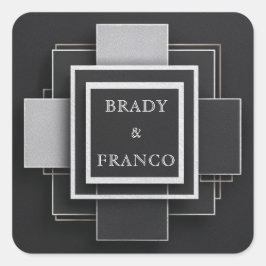 Eenkleurige gelaagde gestructureerde geometrische vierkante sticker