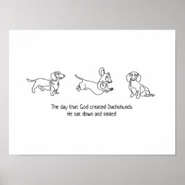 eenlijnse kunst - dachshunds hond poster