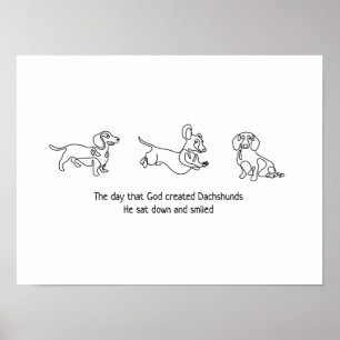 eenlijnse kunst - dachshunds hond poster