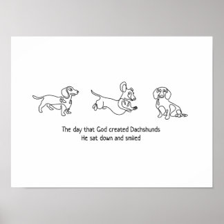eenlijnse kunst - dachshunds hond poster