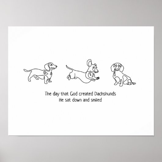 eenlijnse kunst - dachshunds hond poster (Voorkant)