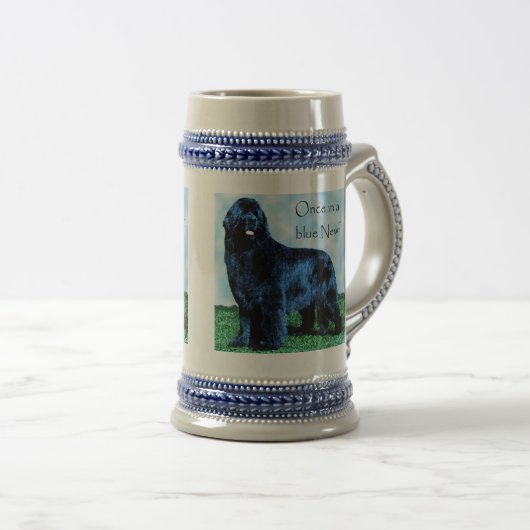 Eenmaal in een blauw Newf-bier Bierpul (Voorkant rechts)