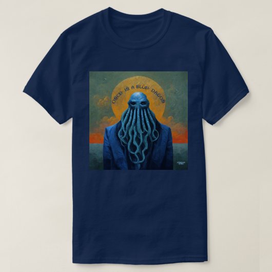 Eenmaal in een blauwe draak t-shirt (Design voorkant)