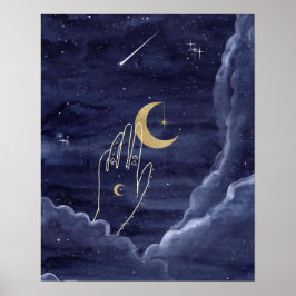 Eenmaal in een Blauwe Kunst van de Moon Poster