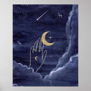 Eenmaal in een Blauwe Kunst van de Moon Poster