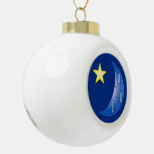 Eenmaal in een blauwe maan keramische bal ornament (Links)