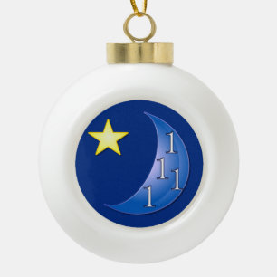 Eenmaal in een blauwe maan keramische bal ornament