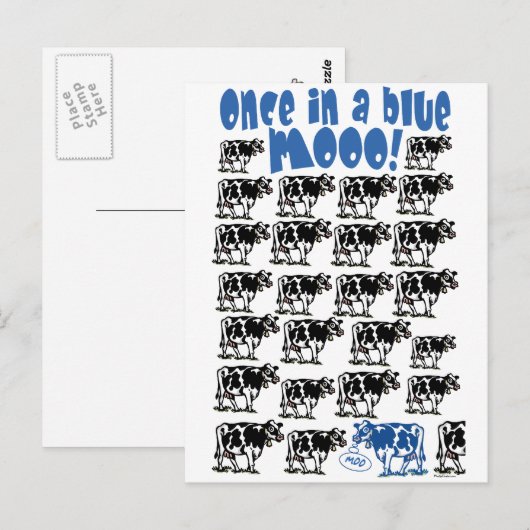 Eenmaal in een Blue Moo Moon Briefkaart (Voorkant / Achterkant)