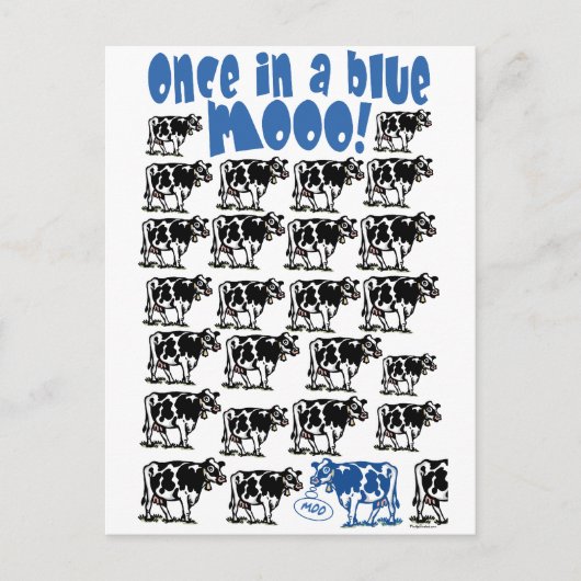 Eenmaal in een Blue Moo Moon Briefkaart (Voorkant)
