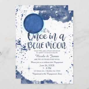 Eenmaal in een Blue Moon Watecolor Verloving Showe Kaart